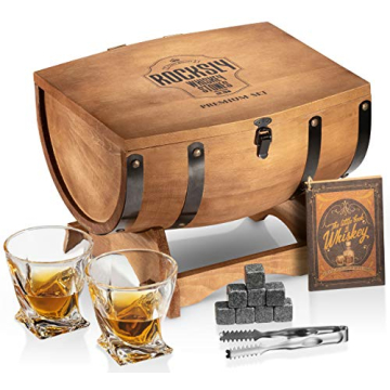 ROCKSLY Whiskey Stones Gift Set for Men with Glasses