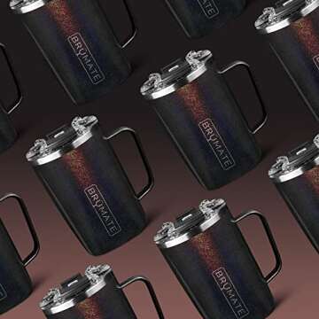 BrüMate Toddy - 16oz 100% Leak Proof Insulated Coffee Mug with Handle & Lid - Stainless Steel Coffee Travel Mug - Double Walled Coffee Cup (Glitter Charcoal)