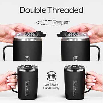 BrüMate Toddy - 16oz 100% Leak Proof Insulated Coffee Mug with Handle & Lid - Stainless Steel Coffee Travel Mug - Double Walled Coffee Cup (Glitter Charcoal)