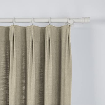 TwoPages Grey Beige Linen Pinch Pleat Drapes for Home