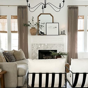 TwoPages Grey Beige Linen Pinch Pleat Drapes for Home