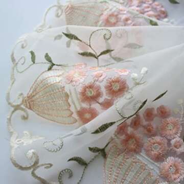 Vintage Floral Lace Trim Ribbon, 7inch Width Embroidered Sewing Lace Trim for DIY Craft, Wedding/Bridal Decoration, Home Decoration, 5 Yards
