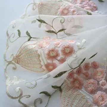 Vintage Floral Lace Trim Ribbon, 7inch Width Embroidered Sewing Lace Trim for DIY Craft, Wedding/Bridal Decoration, Home Decoration, 5 Yards