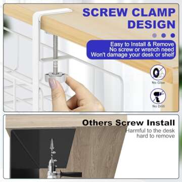 Under Desk Cable Management Tray, 15.7'' White No Drill Steel Desk Cable Organizers, Wire Management Tray Cable Management Rack, Desk Cable Tray with Wire Organizer White（1pack