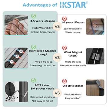 Screen Door Mesh, [Upgraded Fiberglass ] Door Net Screen with Magnetic Closure, IKSTAR Magnetic Scre...
