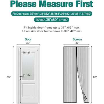 Screen Door Mesh, [Upgraded Fiberglass ] Door Net Screen with Magnetic Closure, IKSTAR Magnetic Screen Door-Keep Bugs Out, Let Cool Breeze in Screen Mesh, Works with Pets, Sliding, Single Door-38×82"
