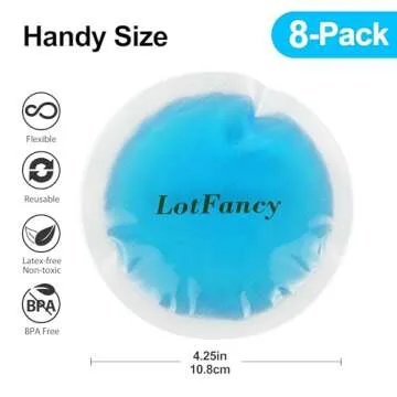 LotFancy Ice Pack for Injuries Reusable, 8 Small Gel Heating Cooling Pads with Cloth Backing, Hot Cold Therapy for Eyes After Surgery, Face, Breastfeeding, Wisdom Teeth, Jaw, Headache, Sinus Relief