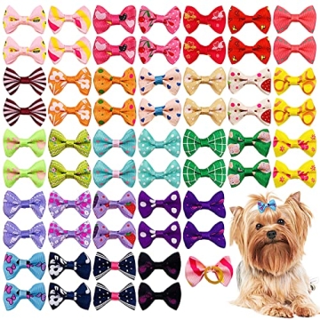 Adorable 300pcs Small Dog Hair Bows with Durable Rubber Bands for Stylish Pets