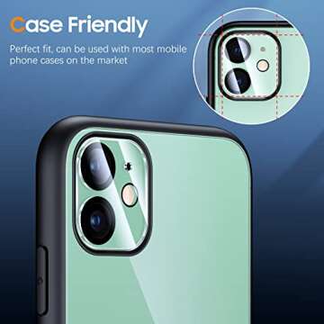 UniqueMe for iPhone 12 Mini/iPhone 11 Camera Lens Protector, [Drop Protection] [High Definition] Tempered Glass Camera Screen Cover Scratch Resistant Case-Friendly with Night Circle - 2 pack