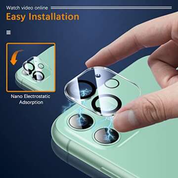 UniqueMe for iPhone 12 Mini/iPhone 11 Camera Lens Protector, [Drop Protection] [High Definition] Tempered Glass Camera Screen Cover Scratch Resistant Case-Friendly with Night Circle - 2 pack