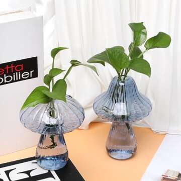 Mushroom Glass Vase Propagation Stations Flower Vases Home Decor Mushroom Planter Cute Vases Garden ...