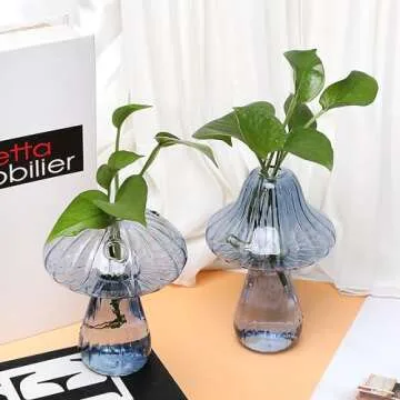 Mushroom Glass Vase Propagation Stations Flower Vases Home Decor Mushroom Planter Cute Vases Garden ...
