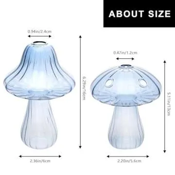 Mushroom Glass Vase Propagation Stations Flower Vases Home Decor Mushroom Planter Cute Vases Garden Decoration Set of 2