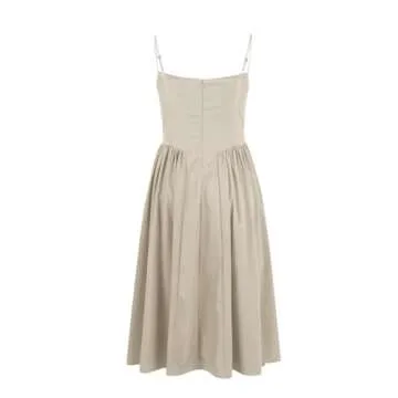 Floral Corset Dress for Women Elegant Spaghetti Strap Bustier Midi Dress Flowy Pleated Hem Low Cut Tank Dress with Pockets Spring Y2k Boho Party Dresses Summer Square Neck Mother of The Bride Dresses