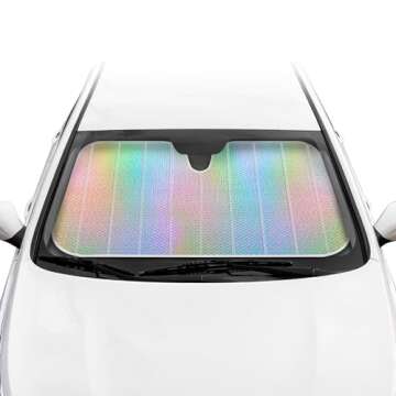 BDK Iridescent Mermaid, Hologram Foil, Chameleon Front Windshield Sun Shade, Double Bubble Accordion...