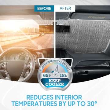 BDK Iridescent Mermaid, Hologram Foil, Chameleon Front Windshield Sun Shade, Double Bubble Accordion Folding Auto Sunshade for Car Truck SUV 58 x 27 Inch