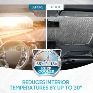 BDK Iridescent Mermaid, Hologram Foil, Chameleon Front Windshield Sun Shade, Double Bubble Accordion Folding Auto Sunshade for Car Truck SUV 58 x 27 Inch