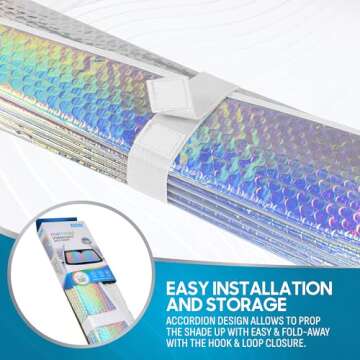 BDK Iridescent Mermaid, Hologram Foil, Chameleon Front Windshield Sun Shade, Double Bubble Accordion Folding Auto Sunshade for Car Truck SUV 58 x 27 Inch