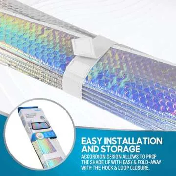 BDK Iridescent Mermaid, Hologram Foil, Chameleon Front Windshield Sun Shade, Double Bubble Accordion Folding Auto Sunshade for Car Truck SUV 58 x 27 Inch