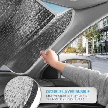 BDK Iridescent Mermaid, Hologram Foil, Chameleon Front Windshield Sun Shade, Double Bubble Accordion Folding Auto Sunshade for Car Truck SUV 58 x 27 Inch