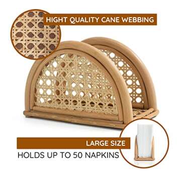 Rattan Napkin Holder Table Farmhouse Napkin Holder Kitchen, French Country Vintage Napkin Dispenser,...