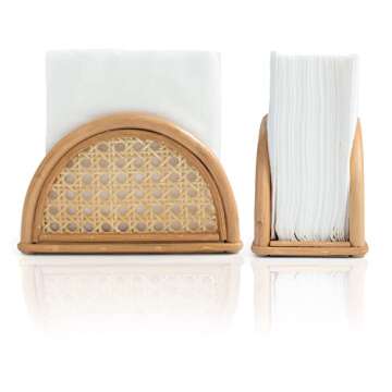 Rattan Napkin Holder Table Farmhouse Napkin Holder Kitchen, French Country Vintage Napkin Dispenser,boho decor Farmhouse Distressed Wooden Rustic Coastal Picnic Table Napkin Holder