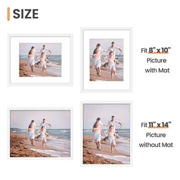 upsimples 11x14 Picture Frame Set of 3, Made of High Definition Glass for 8x10 with Mat or 11x14 Wit...