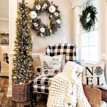 AENEY Christmas Decorations Pillow Covers 18x18 Set of 4, Home Noel Truck Christmas Tree Rustic Winter Holiday Throw Pillows Farmhouse Christmas Decor for Home, Xmas Cushion Cases for Couch A311-18