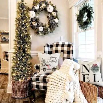 AENEY Christmas Decorations Pillow Covers 18x18 Set of 4, Home Noel Truck Christmas Tree Rustic Winter Holiday Throw Pillows Farmhouse Christmas Decor for Home, Xmas Cushion Cases for Couch A311-18