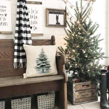 AENEY Christmas Decorations Pillow Covers 18x18 Set of 4, Home Noel Truck Christmas Tree Rustic Winter Holiday Throw Pillows Farmhouse Christmas Decor for Home, Xmas Cushion Cases for Couch A311-18