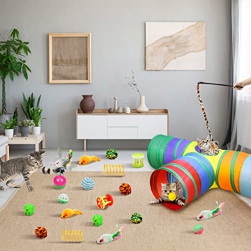 Malier Cat Tunnel with Toys for Kittens and Cats