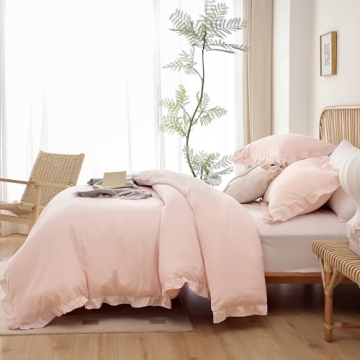 Stylish JANZAA Ruffle Bedding Set for King Size Comfort