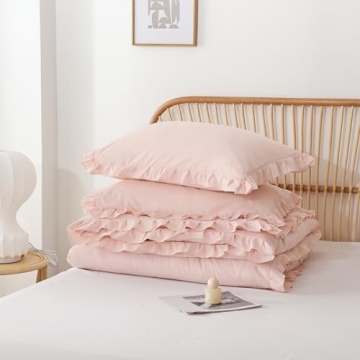 Stylish JANZAA Ruffle Bedding Set for King Size Comfort