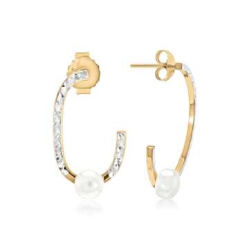 Gemistry Judy Crowell Jewelry Gold Over Sterling Silver and Rhodium Diamond Cut Rectangle J Hoop Ear...
