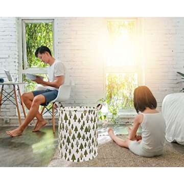 Sanjiaofen Large Storage Bins,Canvas Fabric Laundry Basket Collapsible Storage Baskets for Home,Offi...