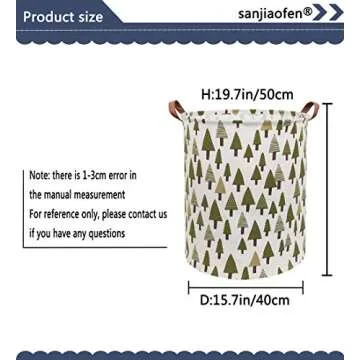 Sanjiaofen Large Storage Bins,Canvas Fabric Laundry Basket Collapsible Storage Baskets for Home,Office,Toy Organizer,Home Decor (Tree)