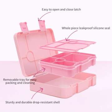 Bevalsa Bento Lunch Box for Kids with Insulated Food Jar & Lunch Bag Set - 43oz Lunch Containers Lunchbox, 10oz Stainless Steel Termos Hot Food Jar, Lunch Bag & Ice Pack for School Girls Kids