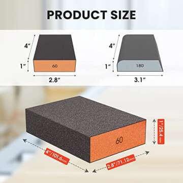 YOUNGTEC 12 Pack Sanding Sponge, Coarse & Fine Sanding Sponges in 60/80/120/180/220 Grit Assortment Washable and Reusable