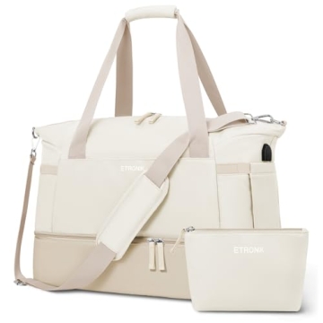 ETRONIK Gym Bag for Women, Travel Duffel Bag with USB Charging Port, Weekender Overnight Bag with We...