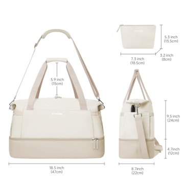 ETRONIK Gym Bag for Women, Travel Duffel Bag with USB Charging Port, Weekender Overnight Bag with Wet Pocket and Shoes Compartment for Women, Travel, Gym, Yoga (Khaki)