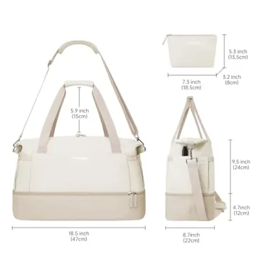 ETRONIK Gym Bag for Women, Travel Duffel Bag with USB Charging Port, Weekender Overnight Bag with Wet Pocket and Shoes Compartment for Women, Travel, Gym, Yoga (Khaki)