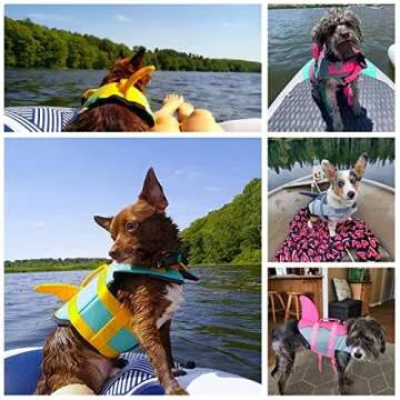 Dogcheer Dog Life Jacket Shark, Ripstop Dog Life Vest for Swimming Boating with Reflective Stripes &...