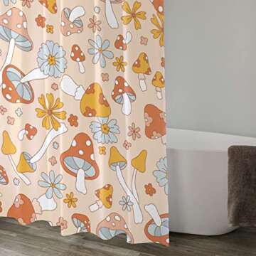 Lovetar Retro 70s 60s Hippie Mushroom Shower Curtain Funky Vintage Cute Flower Boho Floral Washable ...