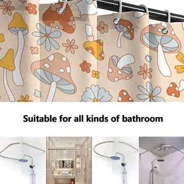 Lovetar Retro 70s Hippie Mushroom Shower Curtain