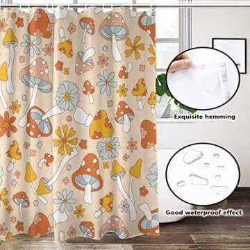 Lovetar Retro 70s Hippie Mushroom Shower Curtain