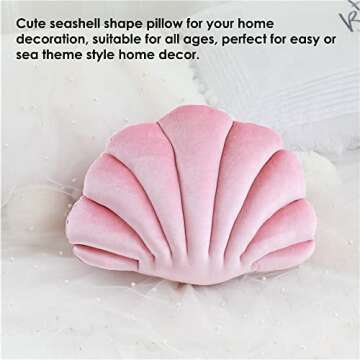 Patty Both Seashell Decorative Pillow Velvet Seashell Throw Pillow, Sea Shell Shaped Throw Pillow Decorative Pillows for Bed Couch Home Office Decor (Pink, Small(12.8 * 10in 0.3kg))