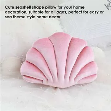 Patty Both Seashell Decorative Pillow Velvet Seashell Throw Pillow, Sea Shell Shaped Throw Pillow Decorative Pillows for Bed Couch Home Office Decor (Pink, Small(12.8 * 10in 0.3kg))