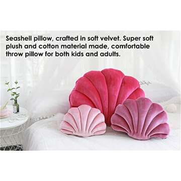 Patty Both Seashell Decorative Pillow Velvet Seashell Throw Pillow, Sea Shell Shaped Throw Pillow Decorative Pillows for Bed Couch Home Office Decor (Pink, Small(12.8 * 10in 0.3kg))