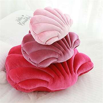 Patty Both Seashell Decorative Pillow Velvet Seashell Throw Pillow, Sea Shell Shaped Throw Pillow Decorative Pillows for Bed Couch Home Office Decor (Pink, Small(12.8 * 10in 0.3kg))