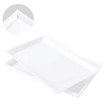 LLSF 12 Pack White Plastic Serving Trays, 15" x 10" Rectangle Serving Platters, Disposable Food Trays Perfect for Buffet & Parties, for Wedding and Party
